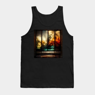 Abstract Contemporary Orange Stained Glass Window Tank Top